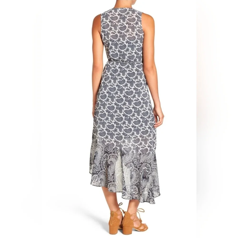 Michael By Michael Kors Navy and White Paisley Wrap Dress Size 0P
